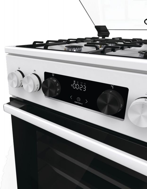 Плита Gorenje комбінована, 70л, 50x60см, дисплей, програматор IconLed, емальовані реш, білий