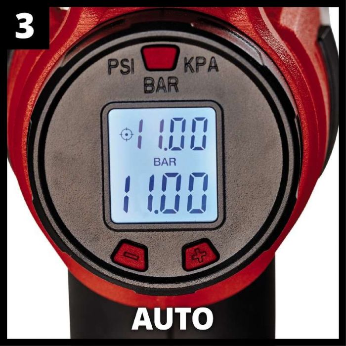 Компресор ручний акум Einhell CE-CC 18 Li - Solo, 18В, PXC, 12-10 та 8 л/хв, 11 бар, 0.6 м, 0.76 кг (без АКБ і ЗП)