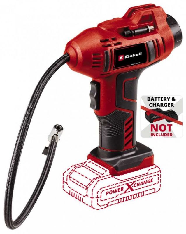 Компресор ручний акум Einhell CE-CC 18 Li - Solo, 18В, PXC, 12-10 та 8 л/хв, 11 бар, 0.6 м, 0.76 кг (без АКБ і ЗП)