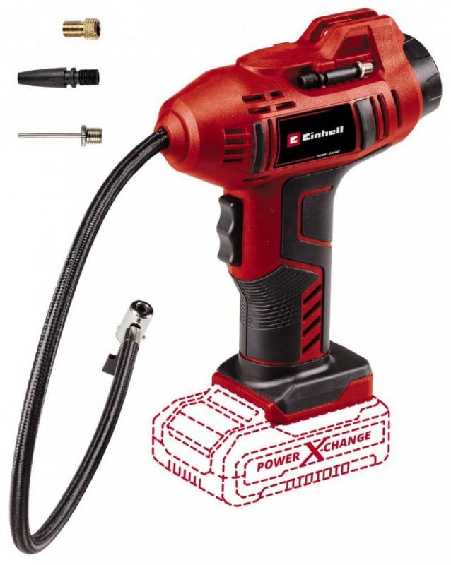 Компресор ручний акум Einhell CE-CC 18 Li - Solo, 18В, PXC, 12-10 та 8 л/хв, 11 бар, 0.6 м, 0.76 кг (без АКБ і ЗП)