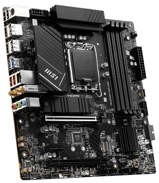 Материнcька плата MSI PRO B760M-A WIFI DDR4 s1700 B760 4xDDR4 M.2 HDMI DP WiFi BT mATX
