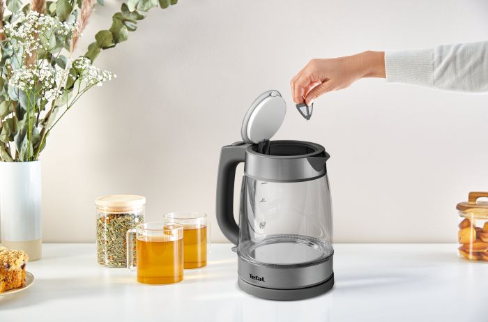 Електрочайник Tefal Glass Kettle, 1,7л, скло, сірий