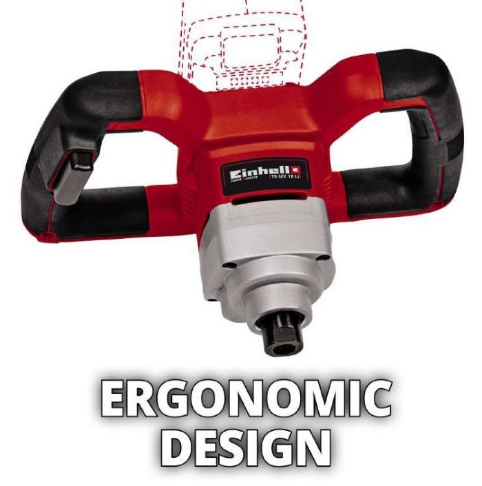Міксер будівельний акум Einhell TE-MX 18 Li - Solo, 18В, PXC, М14, 0-620 об/хв, 1.9 кг (без АКБ і ЗП)