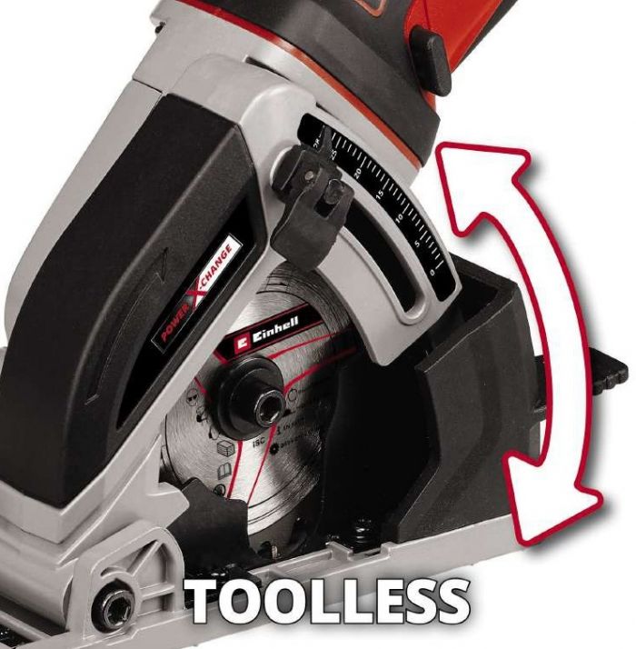 Міні-пила циркулярна Einhell TE-CS 18/89 Li - Solo акум., PXC, 18В, 3500 об/хв, диск 89х10 мм, 1.72 кг (без АКБ і ЗП)