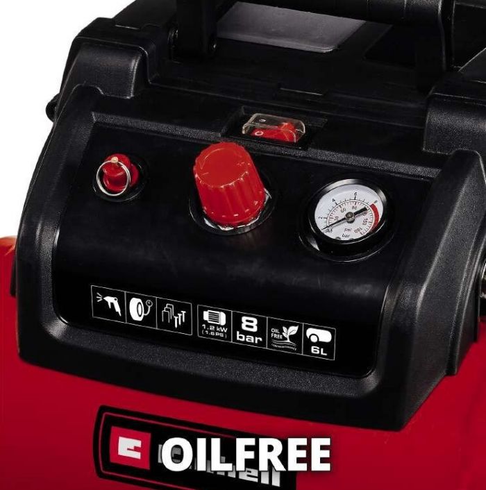 Компресор повітряний Einhell TC-AC 190/6/8 OF Set, безолійнийй, 1200Вт, 6 л, 190л/хв, 7бар, 9.2кг