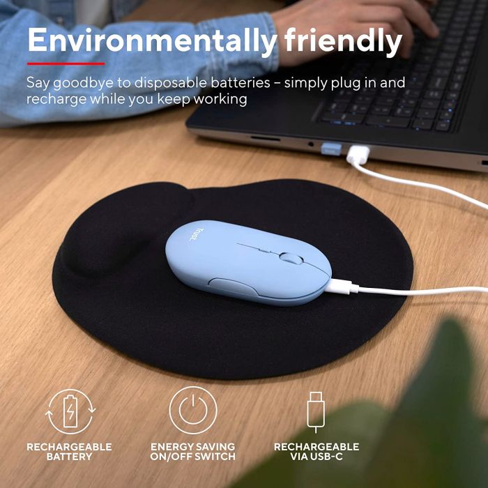 Миша Trust Puck Rechargeable Ultra-Thin BT WL Silent Blue