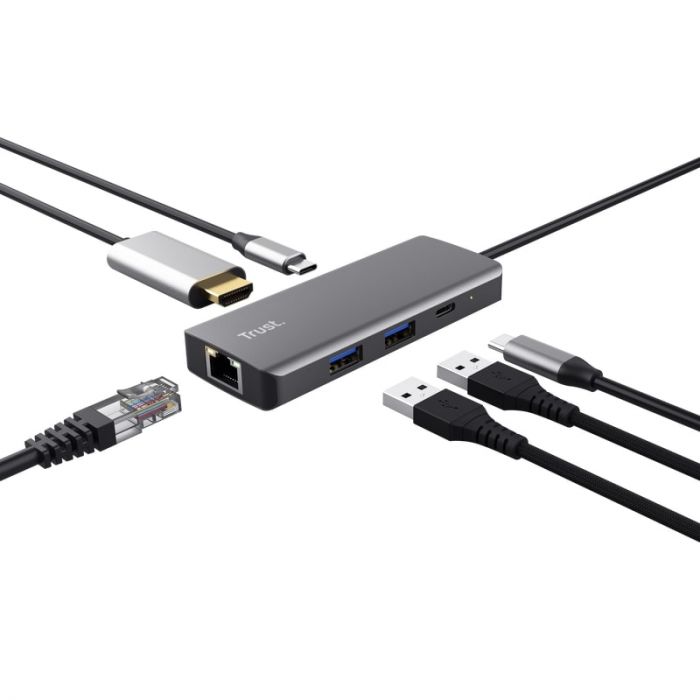 USB-хаб Trust Dalyx  6-in-1 USB-C Multi-port Dock Aluminium