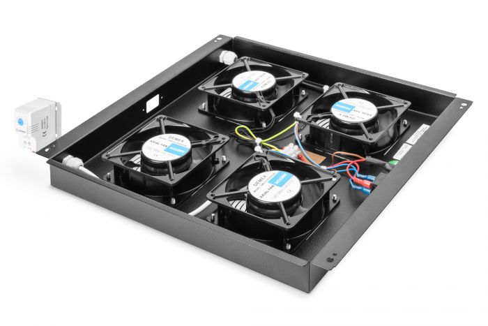Блок вентиляторів DIGITUS 19" Roof, 4 fans, thermostat, RAL 9005
