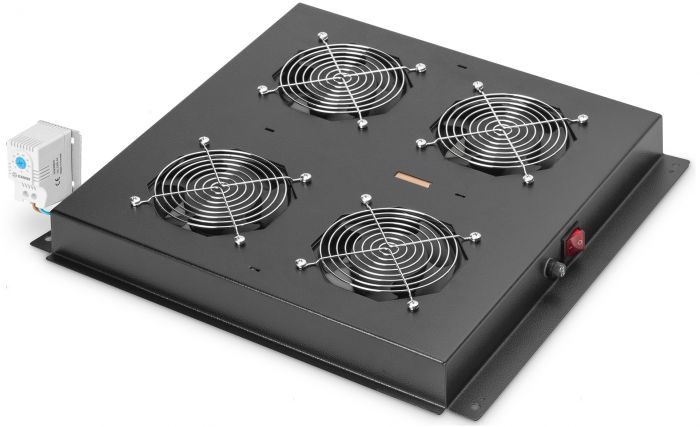 Блок вентиляторів DIGITUS 19" Roof, 4 fans, thermostat, RAL 9005