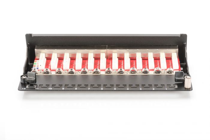 Патч-панель DIGITUS Desktop, 12 портів, 6A STP в зборі, RAL 9005