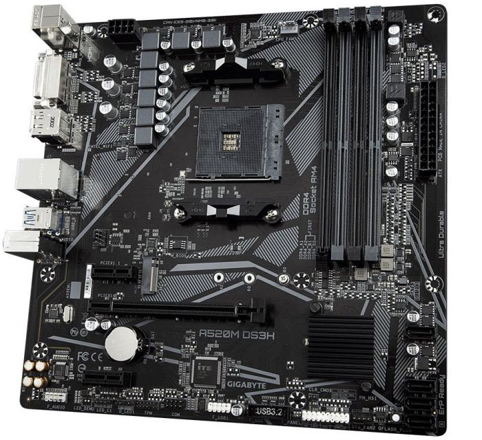 Материнська плата GIGABYTE A520M DS3H A520 AORUS ELITE sAM4 A520 4xDDR4 HDMI DP DVI mATX