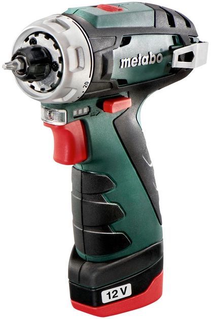 Шурпокрут-дриль Metabo POWERMAXX BS BASIC, акумуляторний, 2*12В, 2 Аг, 0-360/0-1400об/хв, патрон 1-10мм, шестигранник, 17/34Нм, 0.8кг