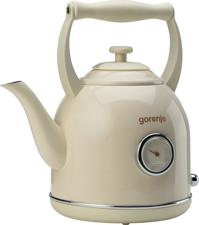 Електрочайник Gorenje, 1,7л, 2200Вт, strix контроль, пластик + метал, бежевий