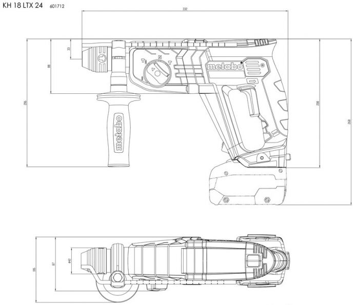Перфоратор акумуляторний Metabo KH 18 LTX 24 SDS-plus 18В 2.1Дж 2.6кг без АКБ та ЗП