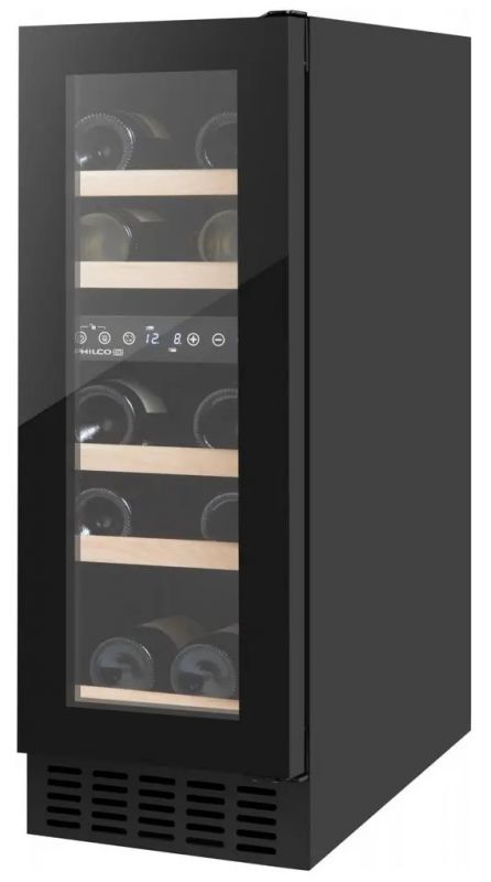Холодильник Philco для вина, 85х29.5х57, холод.відд.-47л, зон - 2, бут-17, диспл, підсвітка, чорний