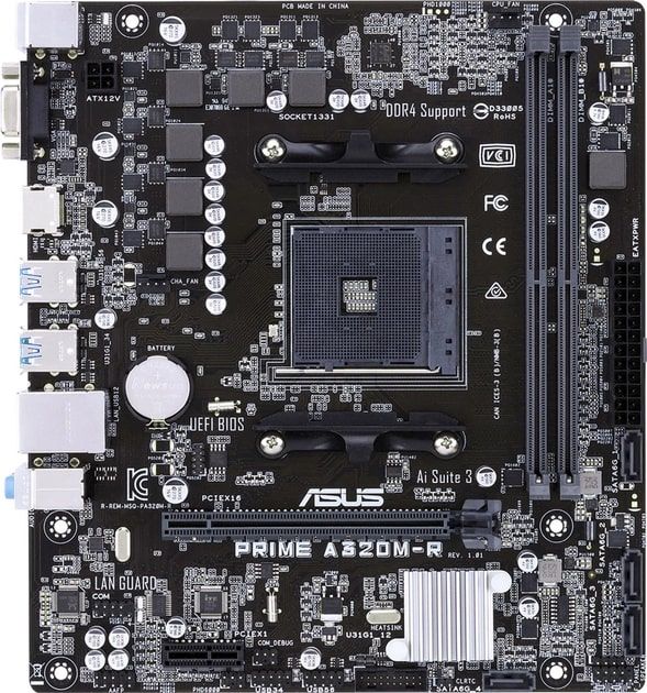 Материнcька плата ASUS PRIME A320M-R-SI sAM4 A320 2xDDR4 HDMI D-Sub mATX White BOX WITH ACCESSORY