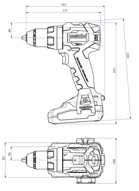 Шурпокрут-дриль Metabo BS 18 LT BL, акумуляторний, 18В, 0-600/0-2100об/хв, патрон 1.5-13мм, 34/75Нм, 1.6кг, без АКБ та ЗП