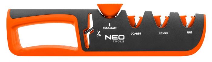 Точилка для ножів і ножиць Neo Tools, регулюється кут заточування, 3 етапи заточування