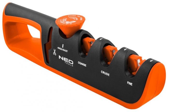 Точилка для ножів і ножиць Neo Tools, регулюється кут заточування, 3 етапи заточування