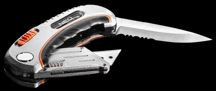 Ніж складаний Neo Tools, 2 наконечники, 5 трапецієподібних лез у наборі, чохол