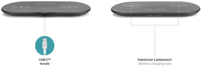 Зарядний пристрій DIGITUS Wireless Charging, Pad, Duo, 15W