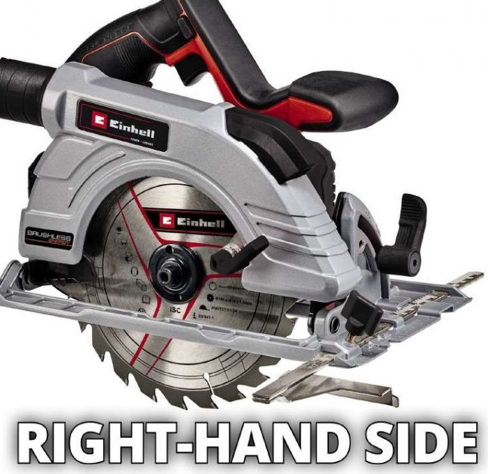 Пила циркулярна Einhell TE-CS 18/190 Li BL - Solo акум., PXC, 18В, безщітк., 3800 об/хв, диск 190х20 мм, 3.23 кг (без АКБ і ЗП)