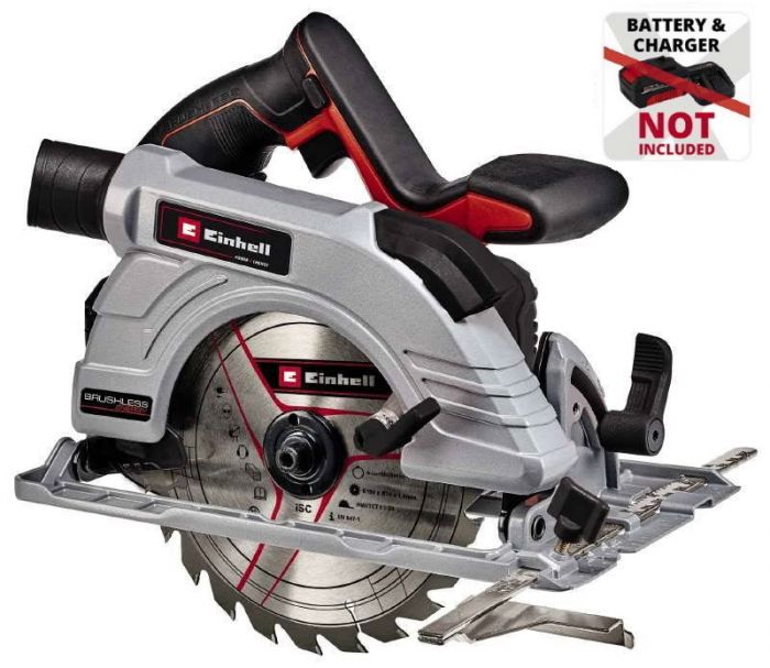 Пила циркулярна Einhell TE-CS 18/190 Li BL - Solo акум., PXC, 18В, безщітк., 3800 об/хв, диск 190х20 мм, 3.23 кг (без АКБ і ЗП)