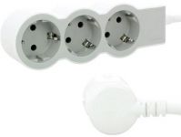 Подовжувач СТАНДАРТ 3х2К+З розетки, 16 А, з кабелем 5 м, колір Білий/Сірий