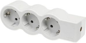Подовжувач СТАНДАРТ 3х2К+З розетки, 16 А, без кабеля , колір Білий/Сірий