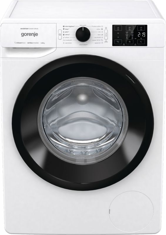 Пральна машина Gorenje фронтальна, 8кг, 1400, A+++, 55см, дисплей, пара, інвертор, білий