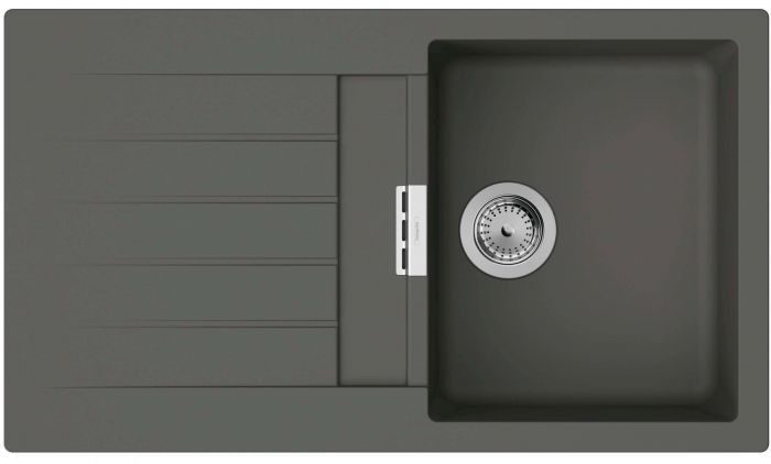 Мийка кухонна Hansgrohe S52, граніт, прямокутник, з крилом, 840х480х190мм, чаша - 1, врізна, сірий камінь