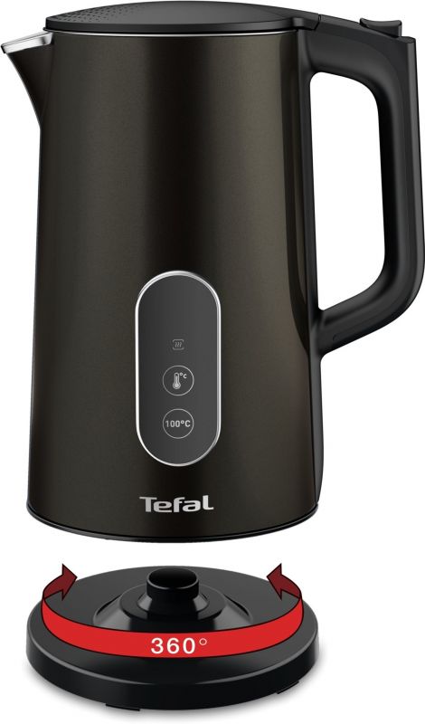 Електрочайник Tefal DIGITAL, 1,7л, з подвійними стінками, цифровий дисплей, сіро-чорний