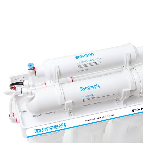 Фільтр зворотного осмосу Ecosoft Standard 5-50M PRO з мінералізатором, мембрана 50gpd, кран капля, дренаж 1:2