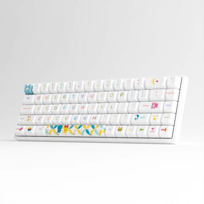 Клавіатура механічна Akko 3068B Doraemon Rainbow 68Key, CS Jelly Pink, BT/WL/USB-A, EN/UKR, RGB, Білий
