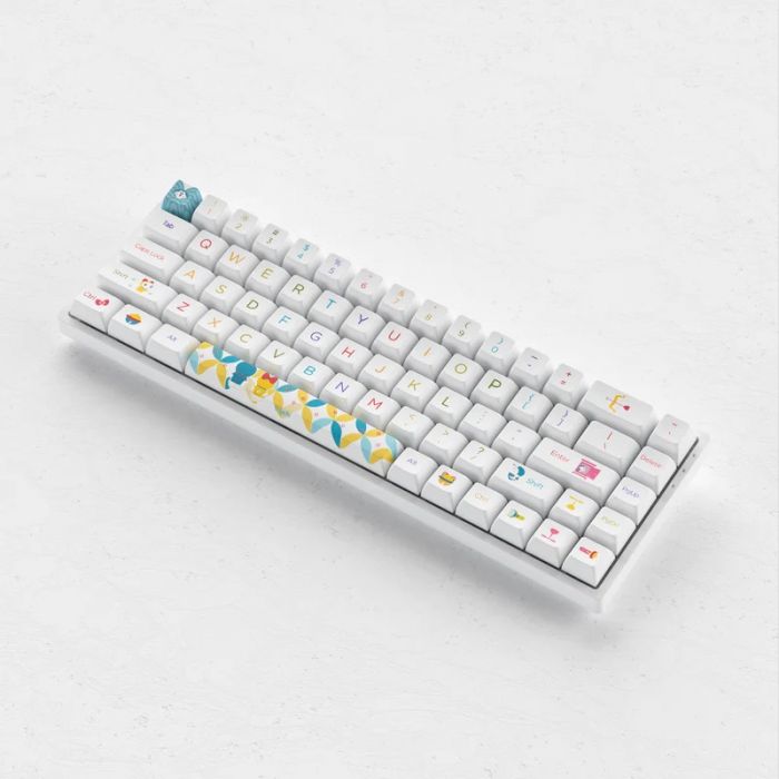 Клавіатура механічна Akko 3068B Doraemon Rainbow 68Key, CS Jelly Pink, BT/WL/USB-A, EN/UKR, RGB, Білий