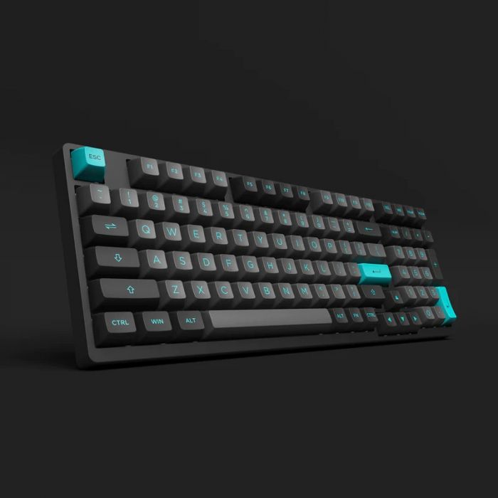 Клавіатура механічна Akko 3098B Black&Cyan 98Key, CS Jelly White, BT/WL/USB-A, Hot-swappable, EN/UKR, RGB, Чорний
