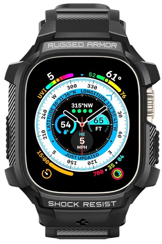 Чохол та ремінець 2в1 Spigen для Apple Watch Ultra 49mm Rugged Armor Pro, Black