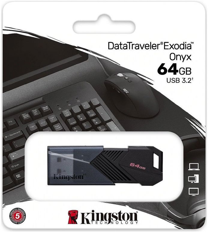 Накопичувач Kingston   64GB USB 3.2 Type-A Gen1 DT Exodia Onyx