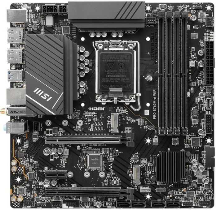Материнcька плата MSI PRO B760M-A WIFI s1700 B760 4xDDR5 M.2 HDMI DP WiFi BT mATX