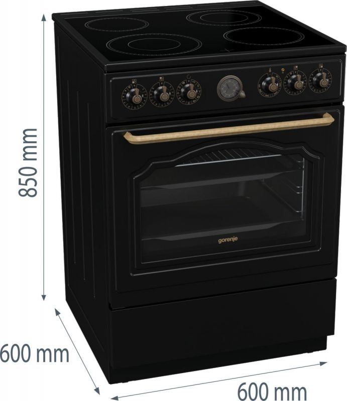 Плита Gorenje електрична склокерамічна, 71л, 60x60см, дисплей, програматор, приготування з паром, чорний матовий