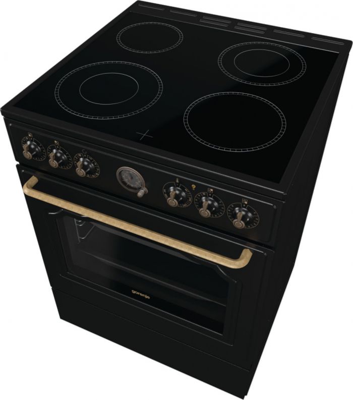 Плита Gorenje електрична склокерамічна, 71л, 60x60см, дисплей, програматор, приготування з паром, чорний матовий