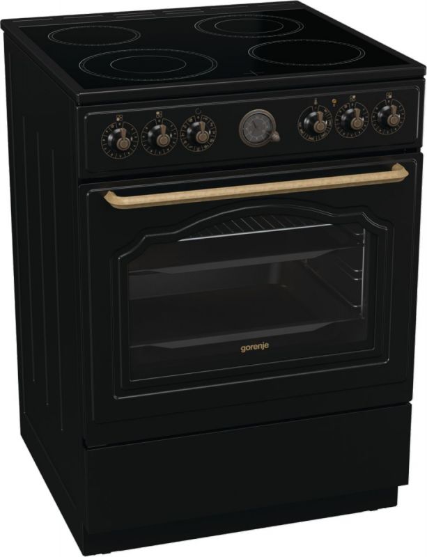 Плита Gorenje електрична склокерамічна, 71л, 60x60см, дисплей, програматор, приготування з паром, чорний матовий