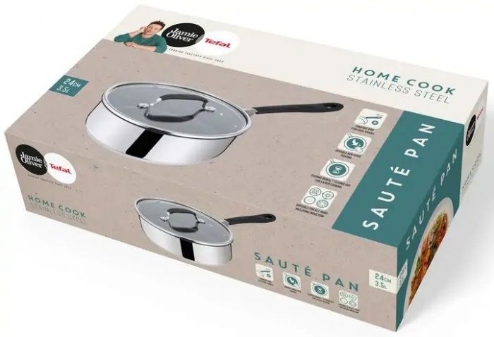 Сотейник з кришкою Tefal Jamie Oliver Home Cook, 24 см, 3.5л, нержавіюча сталь