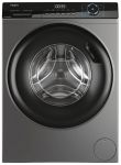 Пральна машина Haier фронтальна, 8кг, 1400, A+++, 56см, дисплей, пара, інвертор, люк чорний, прямий привід, cріблястий