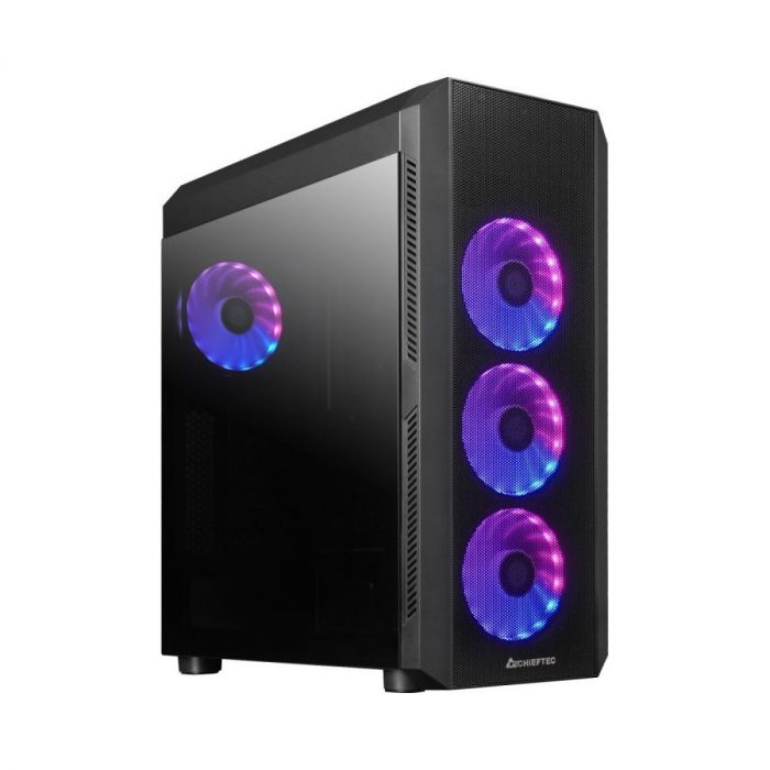 Корпус CHIEFTEC Gaming Scorpion 4 Tempered Glass Edition, без БЖ, 2xUSB3.2, 1xUSB2.0, 4x120мм RAINBOW ARGB, ATX, чорний