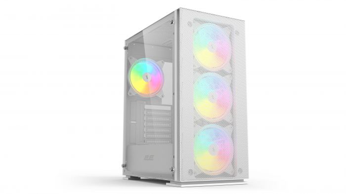 Корпус 2E Gaming Virtus Neo G3301NW, без БЖ, 2xUSB 3.0, 1xUSB 2.0, 3x140mm ARGB, 1x120mm ARGB, controller with remote, TG Side Panel, ATX, білий