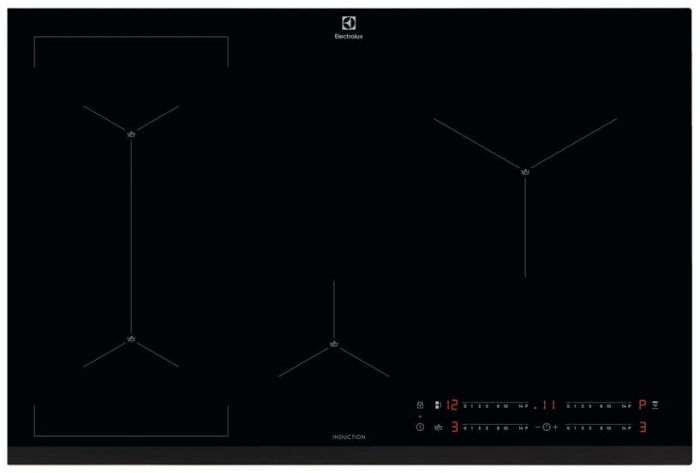 Варильна поверхня Electrolux індукційна, 78см, розширена зона, датчик кипіння, Hob2Hood, чорний