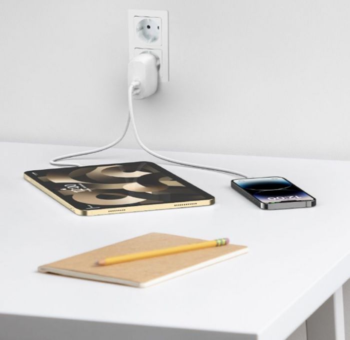 Зарядний пристрій мережевий Belkin 30Вт 2хUSB-С PD PPS, білий
