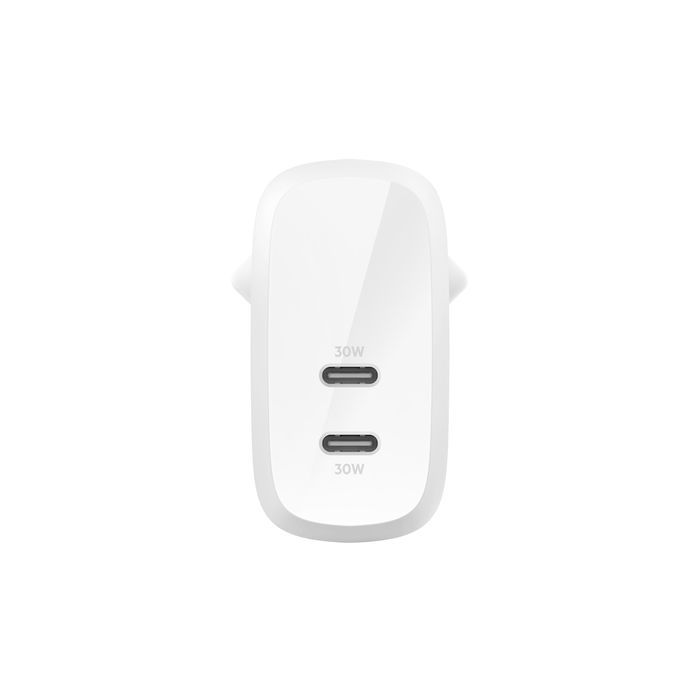 Зарядний пристрій мережевий Belkin 30Вт 2хUSB-С PD PPS, білий