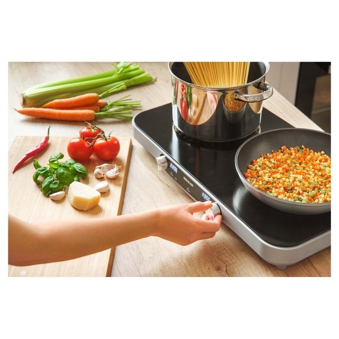 Електроплитка Sencor SmoothCook SCP2803BK, 2 конфорки, склокераміка, 2200Вт+1300Вт, чорний